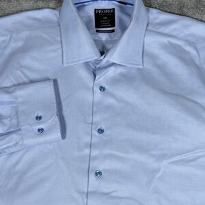 Proper Shirtings Men's 18.5 36/37 Blue Long Sleeve Button Up Contemporary Fit‎